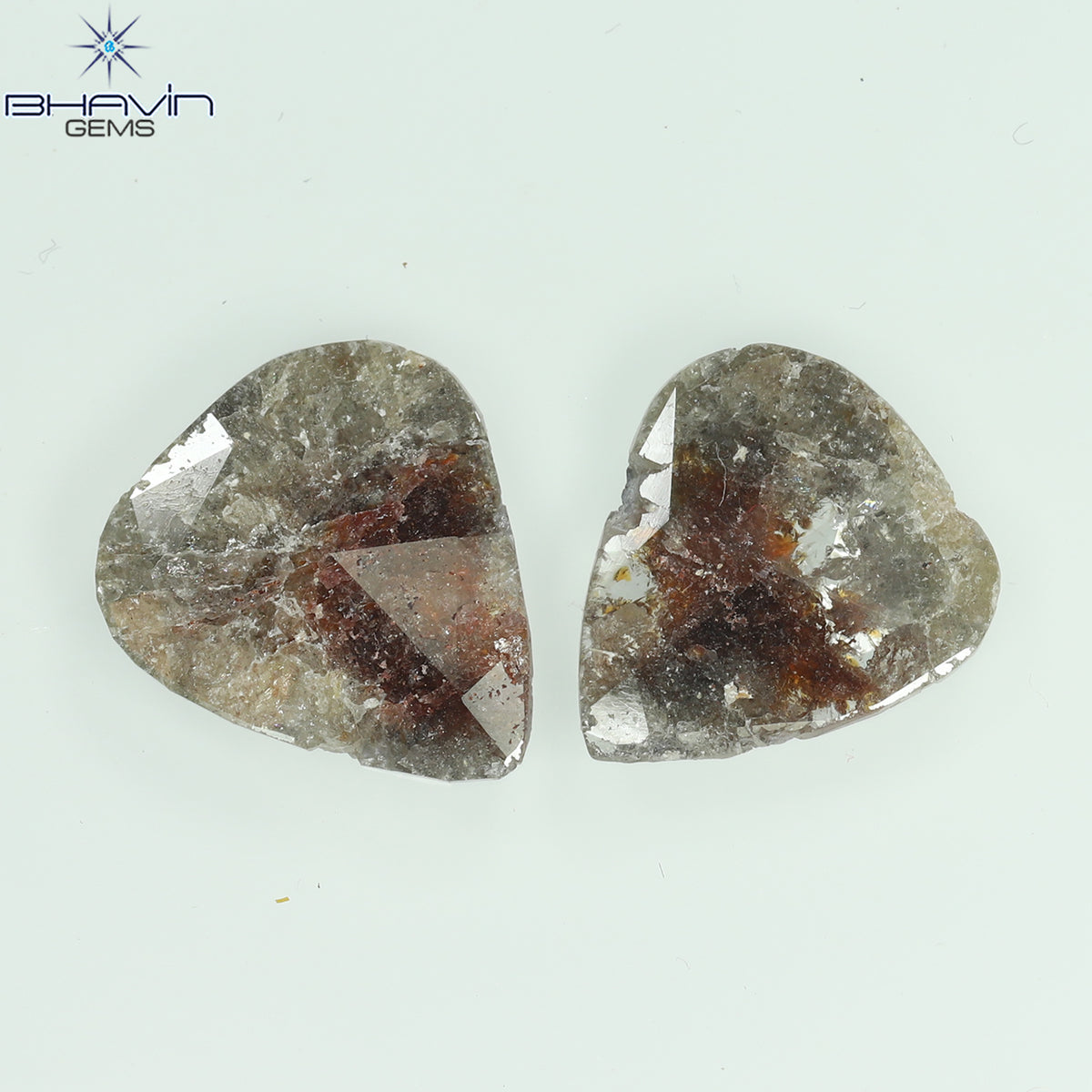 3.93 CT/2 Pcs Natural Pear Slice Diamond Salt And Pepper Color Clarity I3 (13.24 MM)