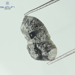 1.10 CT スライス シェイプ ナチュラル ダイヤモンド ソルト アンド ペッパー カラー I3 クラリティ (14.00 MM)