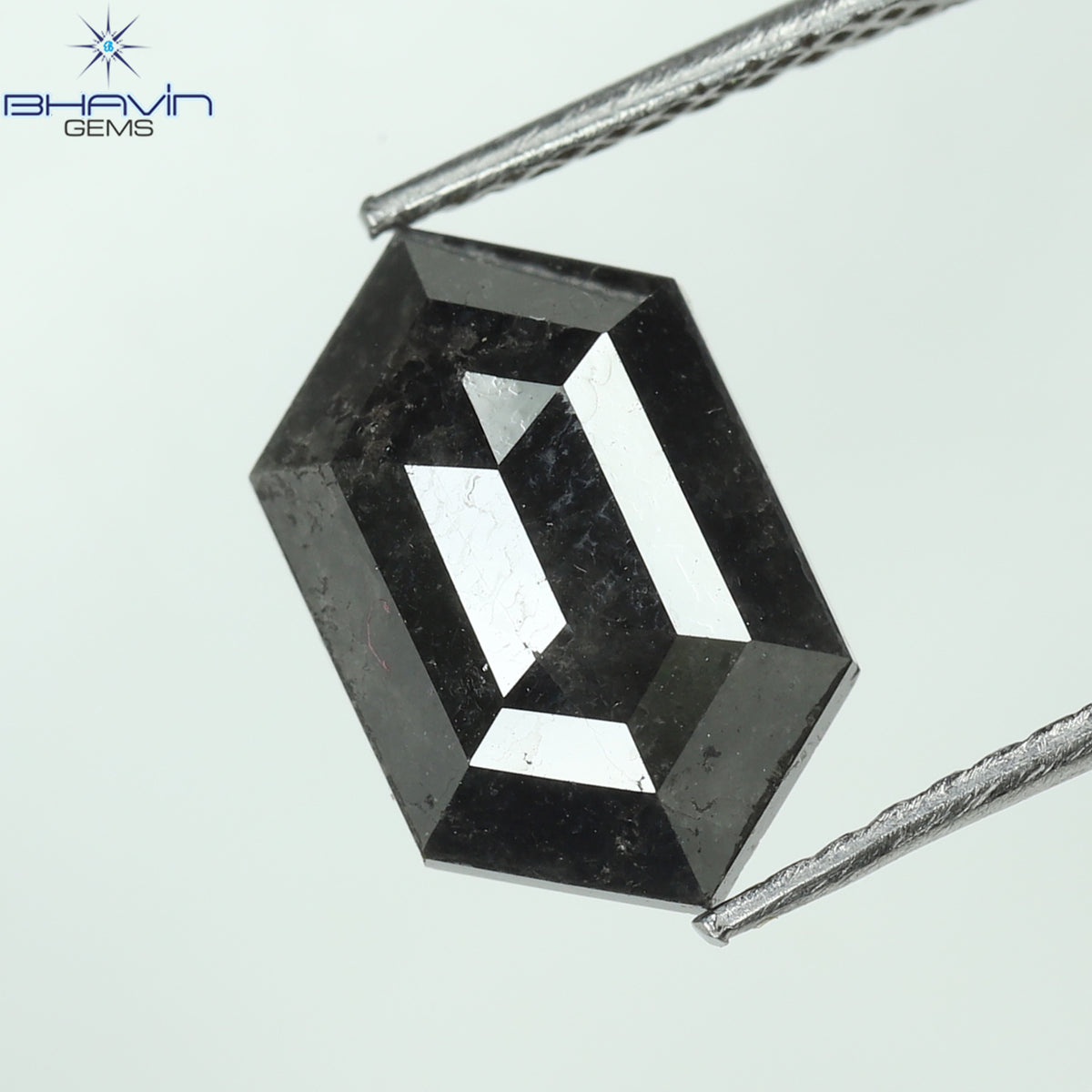 2.37 CT Natural Hexagon Diamond Salt And Pepper Color Clarity I3 (11.66 MM)
