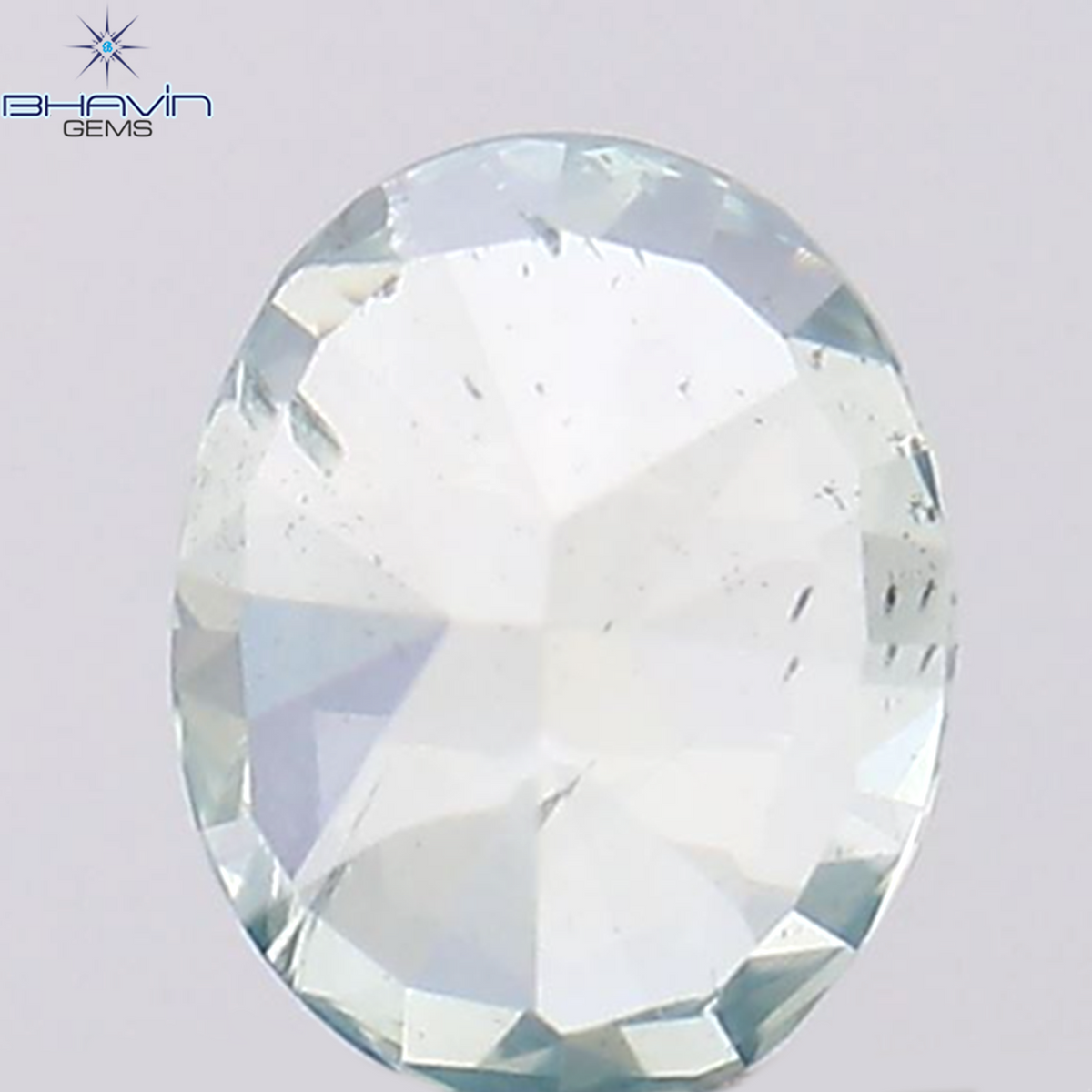0.37 CT オーバル シェイプ ナチュラル ダイヤモンド グリーンがかったブルー カラー SI1 クラリティ (5.36 MM)