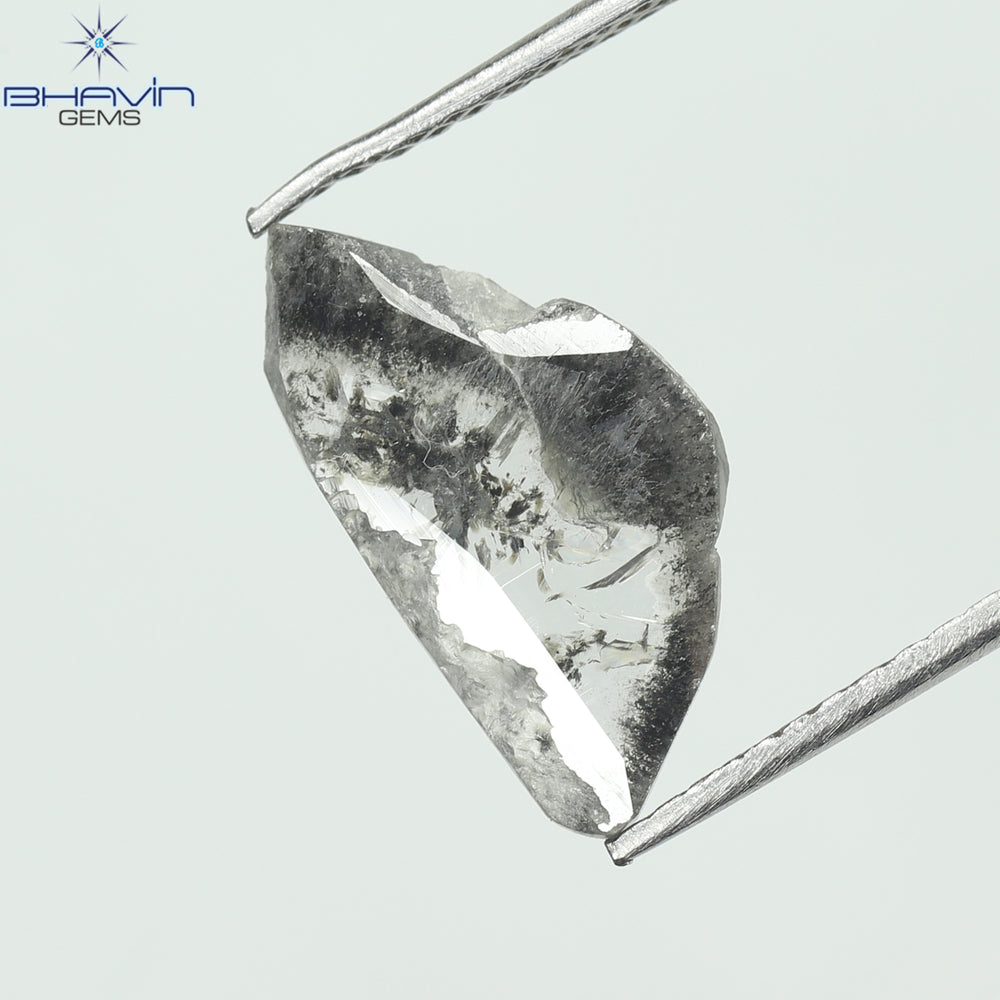 1.39 CT スライス形状 天然ダイヤモンド ソルト アンド ペッパー カラー I3 クラリティ (13.50 MM)