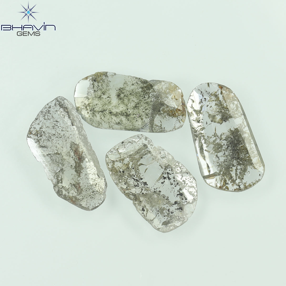 2.43 CT/4 ピース スライス形状 天然ダイヤモンド ソルト アンド ペッパー カラー I3 クラリティ (11.80 MM)