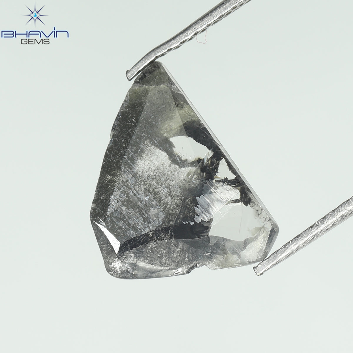 2.08 CT スライス シェイプ ナチュラル ダイヤモンド ソルト アンド ペッパー カラー I3 クラリティ (12.60 MM)