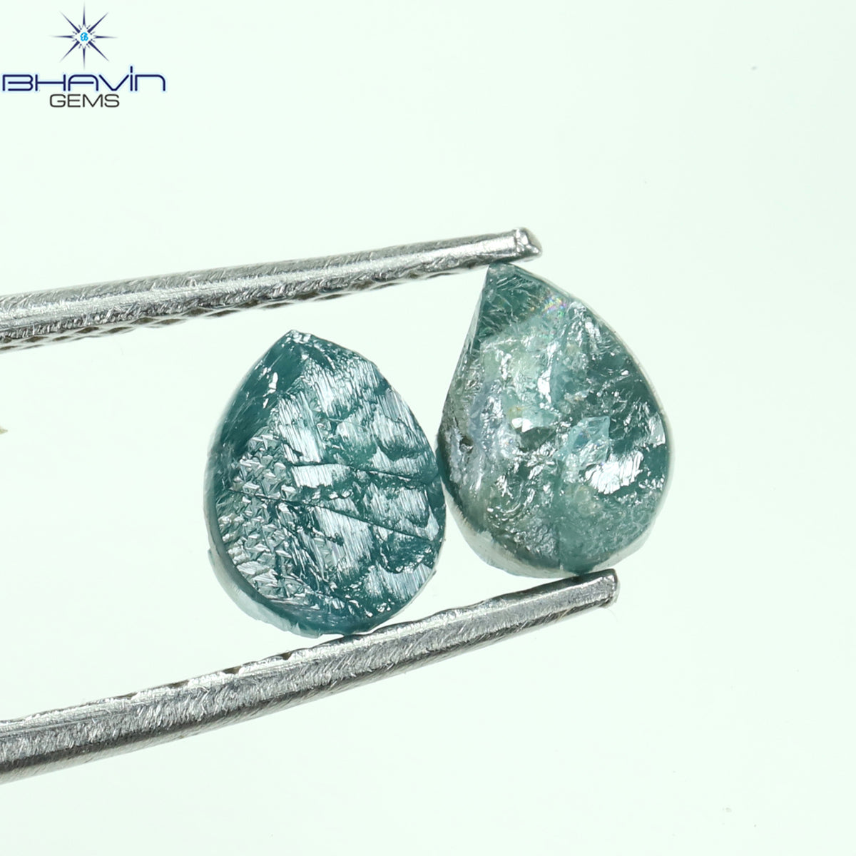1.05 CT、ノーカット ポルキ シェイプ、天然ダイヤモンド、ブルー カラー、I3 クラリティ (5.42 MM)