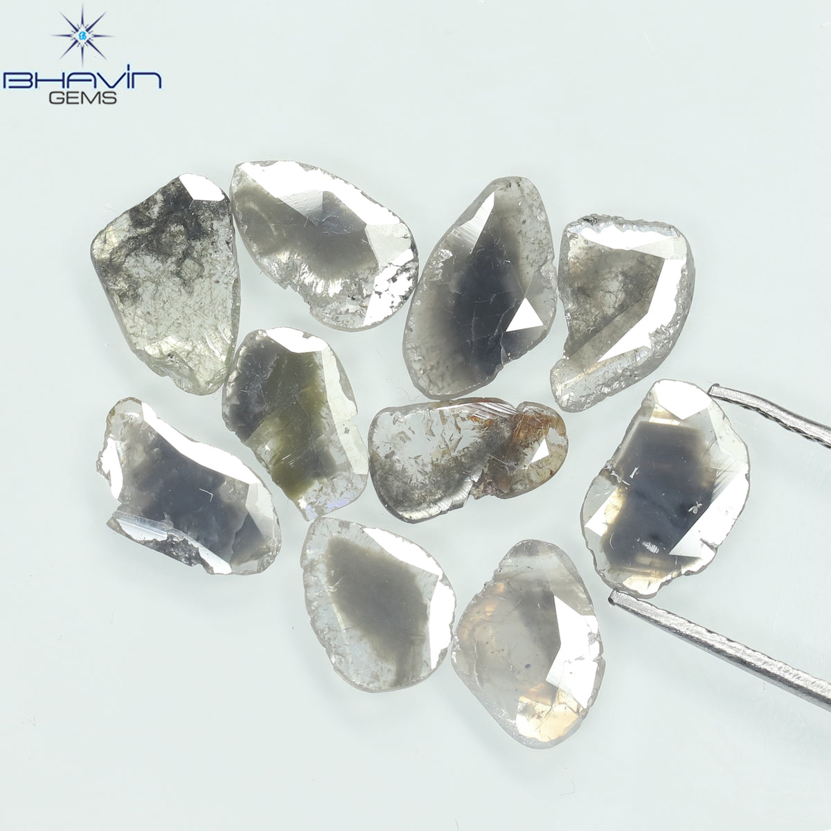 3.94 CT スライス ダイヤモンド ソルト アンド ペッパー カラー クラリティ I3 (9.64 MM)