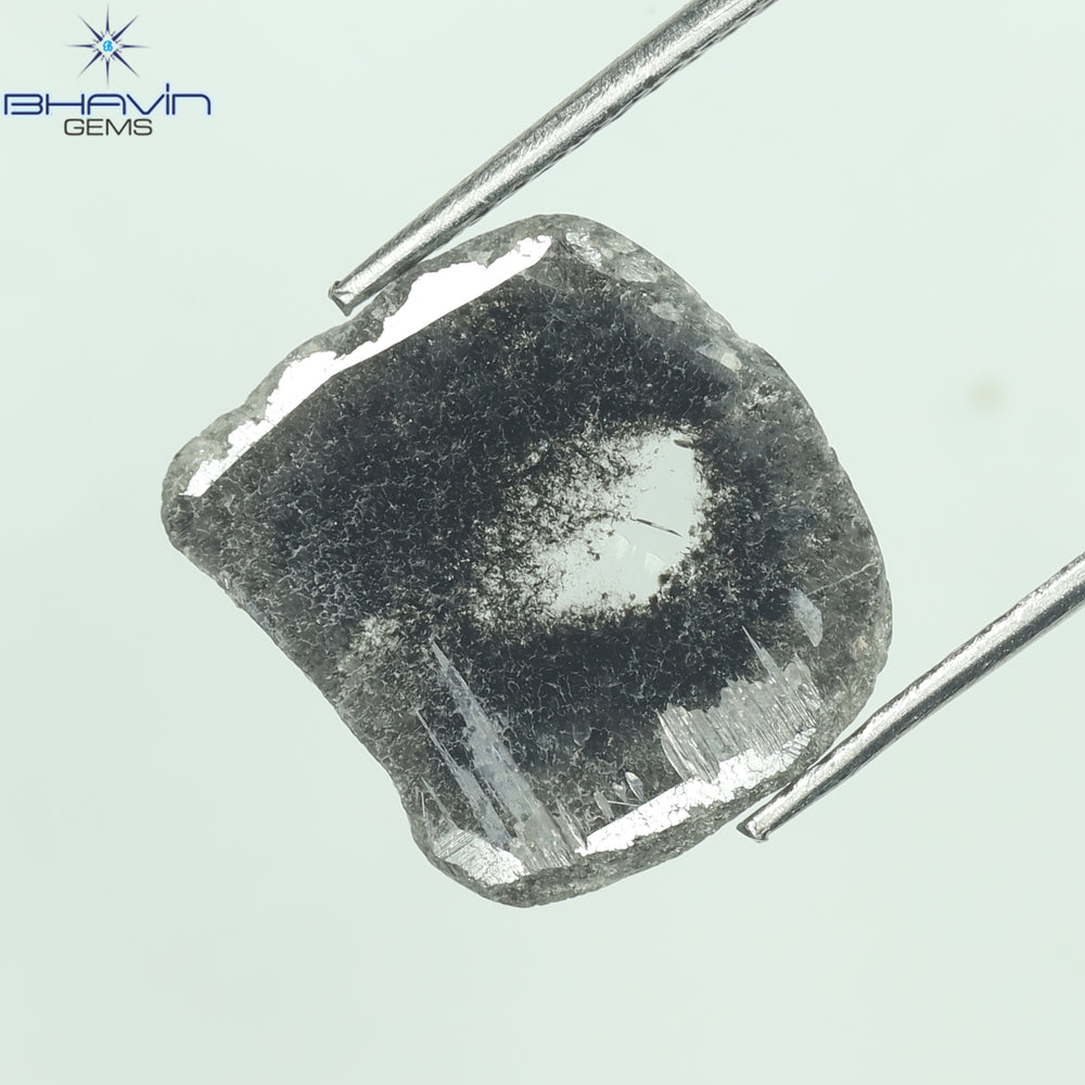 2.24 CT Slice Shape Natural Diamond Salt And Pepper Color I3 Clarity (12.15 MM)