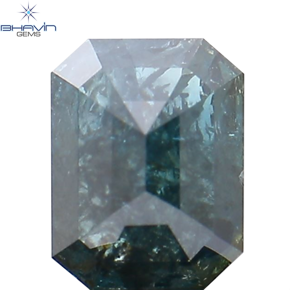0.80 CT Emerald Shape Natural Diamond Blue Color I3 Clarity (5.72 MM)