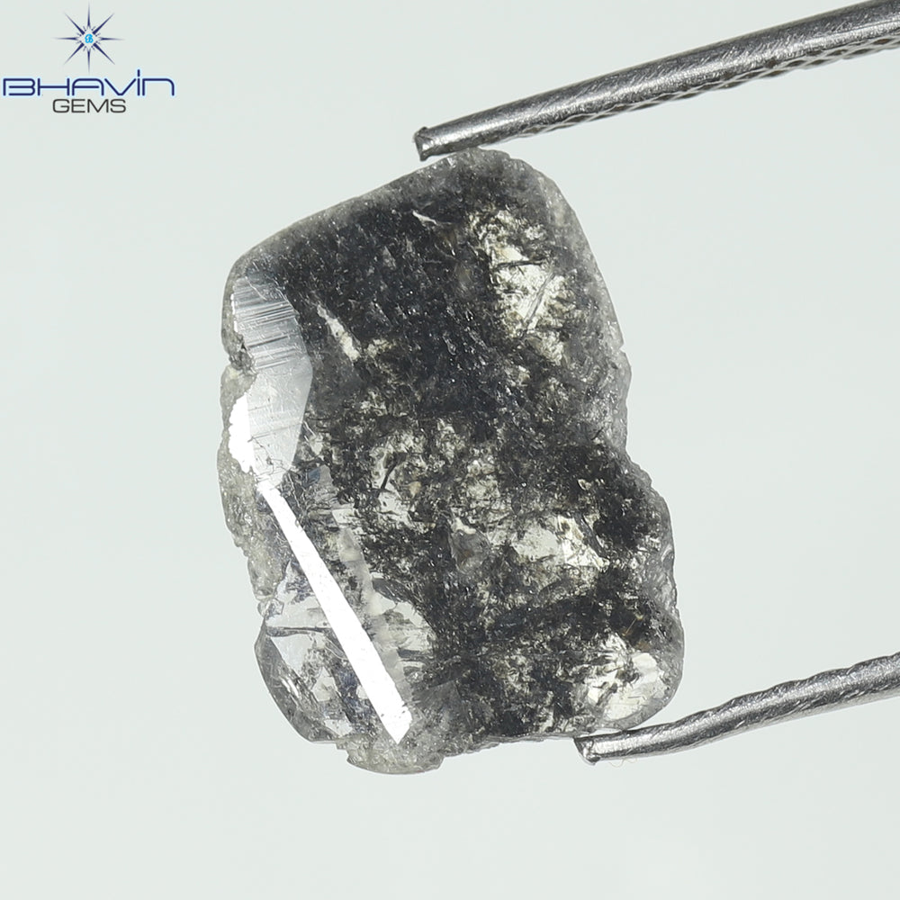 1.45 CT Slice Shape Natural Diamond Salt And Pepper Color I3 Clarity (12.20 MM)