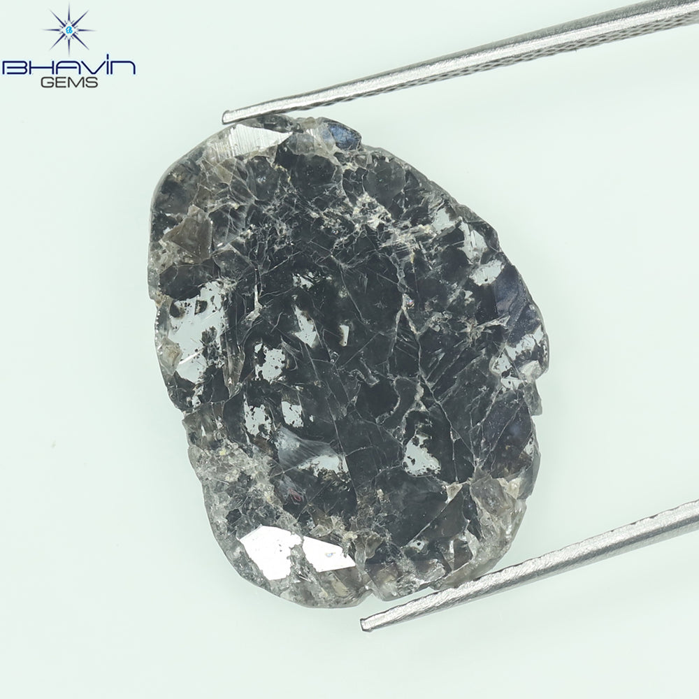 5.84 CT Slice Shape Natural Diamond Salt And Pepper Color I3 Clarity (20.50 MM)