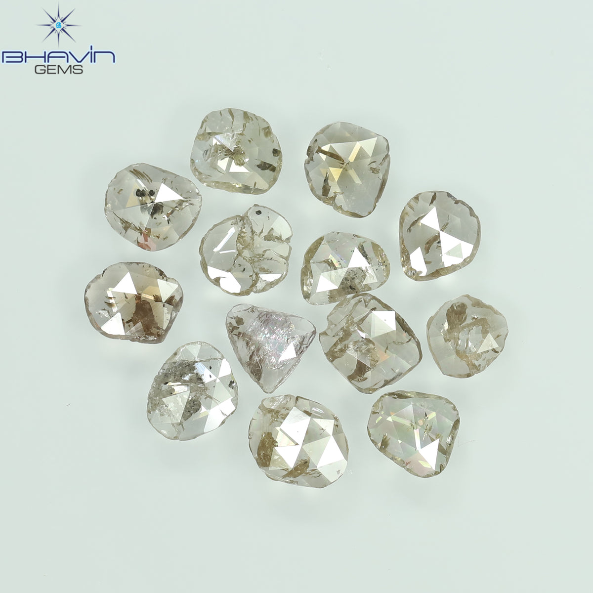 3.00 CT (13 個) ポルキ ローズカット シェイプ ナチュラル ダイヤモンド ブラウン カラー I2 クラリティ (5.57 MM)