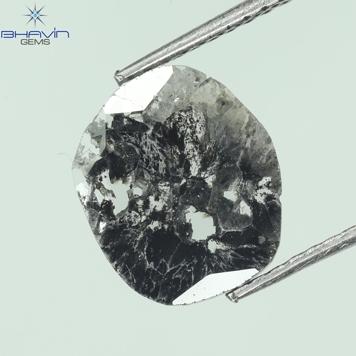 1.06 CT Slice Natural Diamond Salt And Pepper Color Clarity I3 (10.26 MM)
