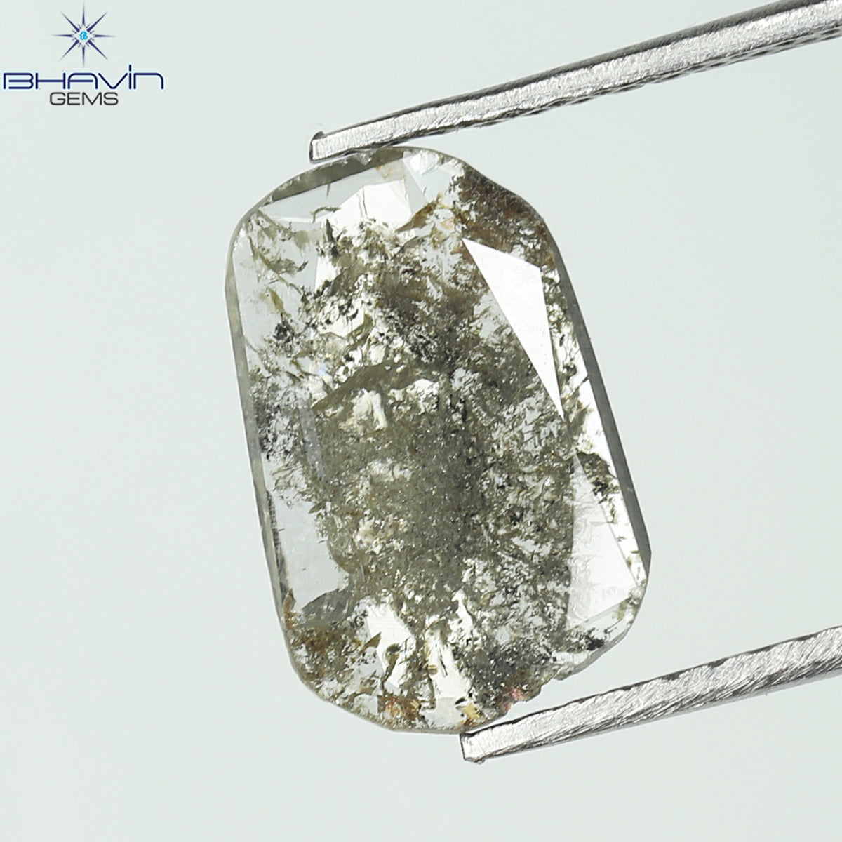 0.74 CT スライス シェイプ ナチュラル ダイヤモンド ソルト アンド ペッパー カラー I3 クラリティ (11.23 MM)