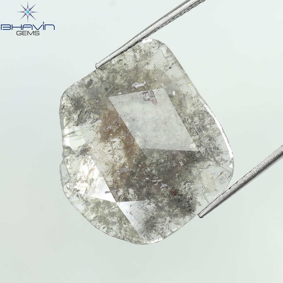 5.97 CT Natural Slice Diamond Salt And Pepper Color Clarity I3 (18.24 MM)