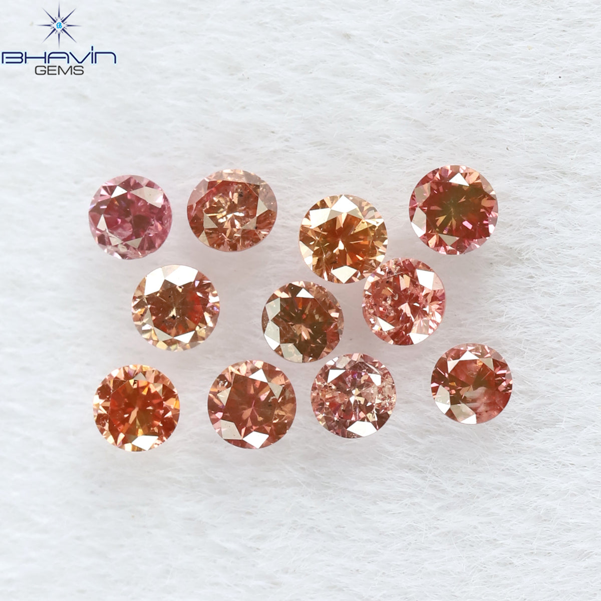 0.22 CT/11 Pcs Natural Round Diamond Enhanced Pink Color Clarity SI (1.75 MM)