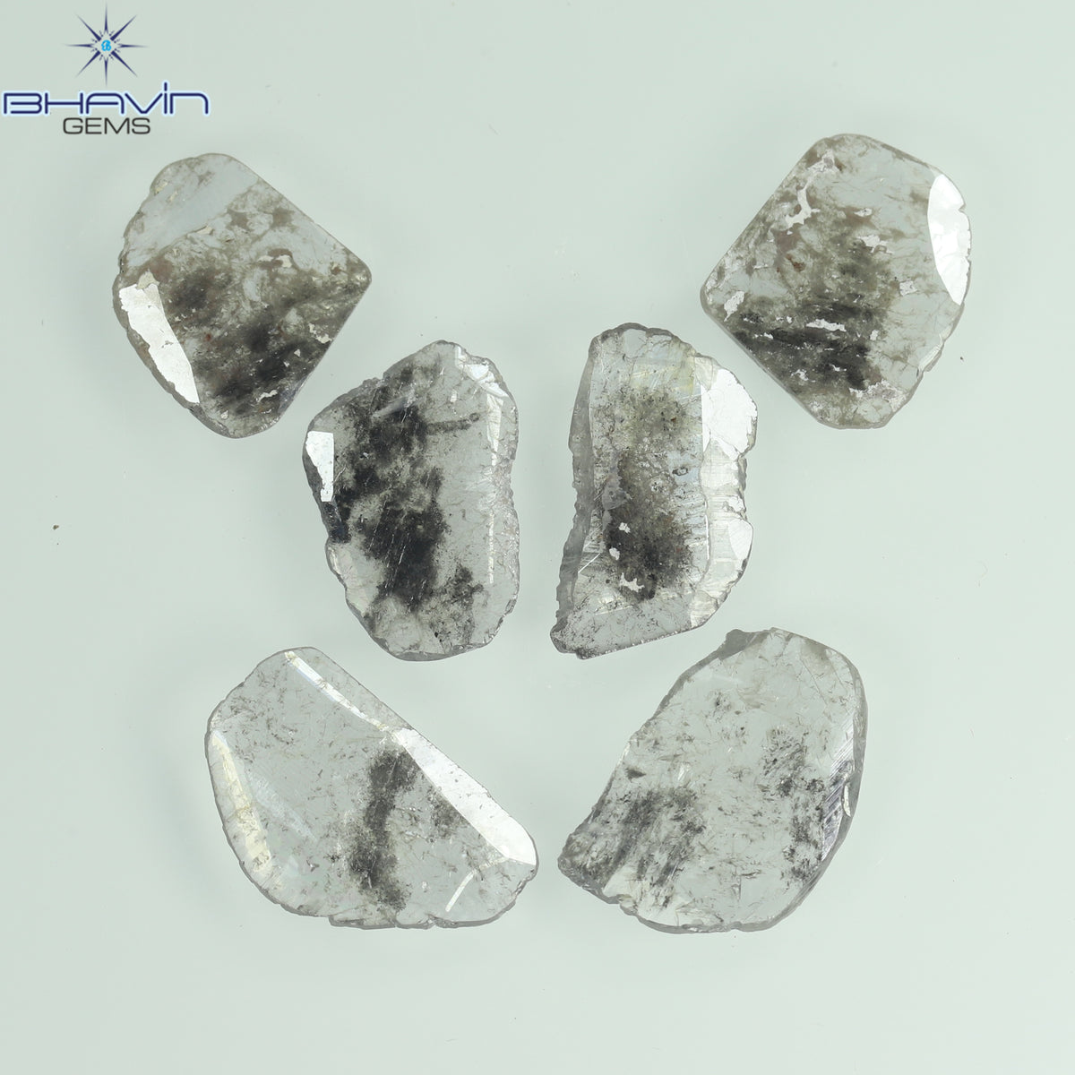 2.48 CT (6 Pcs) Slice Natural Diamond Salt And Pepper Color Clarity I3 (9.15 MM)