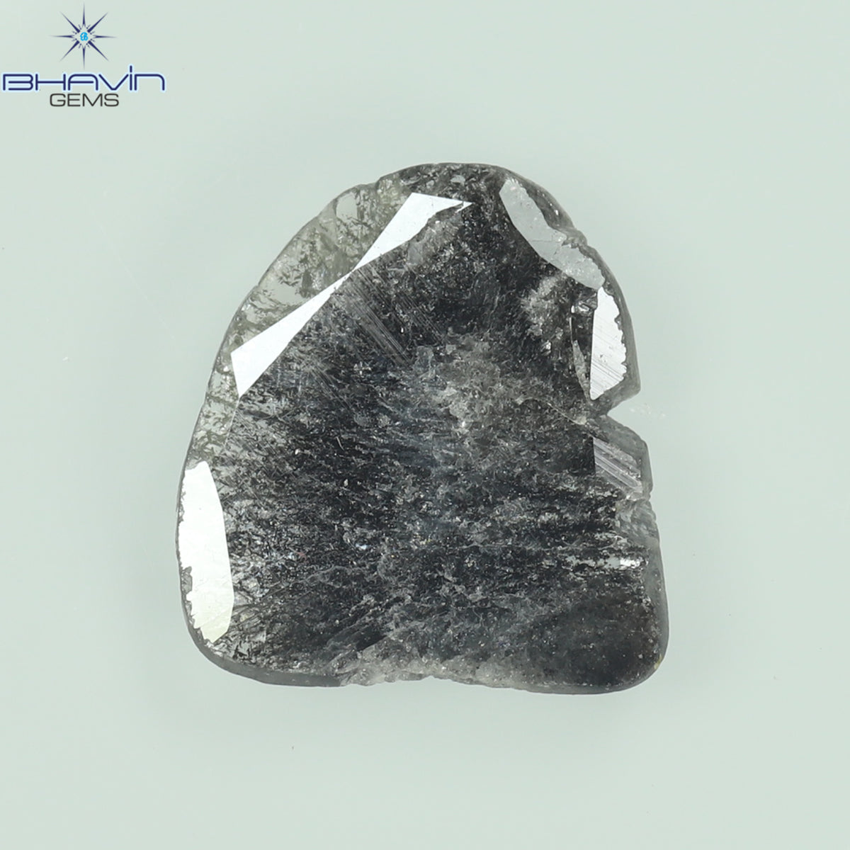 1.39 CT スライス シェイプ ナチュラル ダイヤモンド ソルト アンド ペッパー カラー I3 クラリティ (10.77 MM)