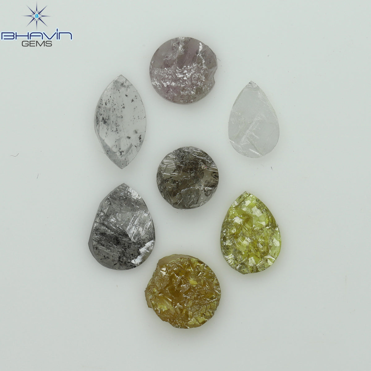 1.16 CT/7 Pcs Natural Uncut Diamond Mix Color Clarity I3 (5.93 MM)