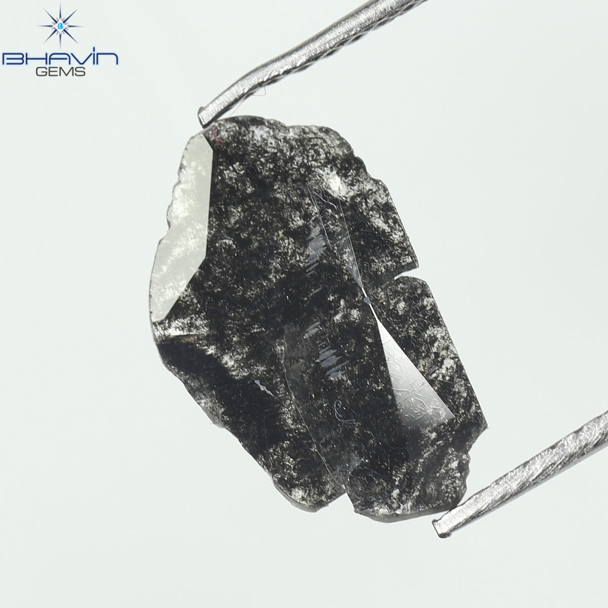 1.12 CT スライス シェイプ ナチュラル ダイヤモンド ソルト アンド ペッパー カラー I3 クラリティ (13.00 MM)