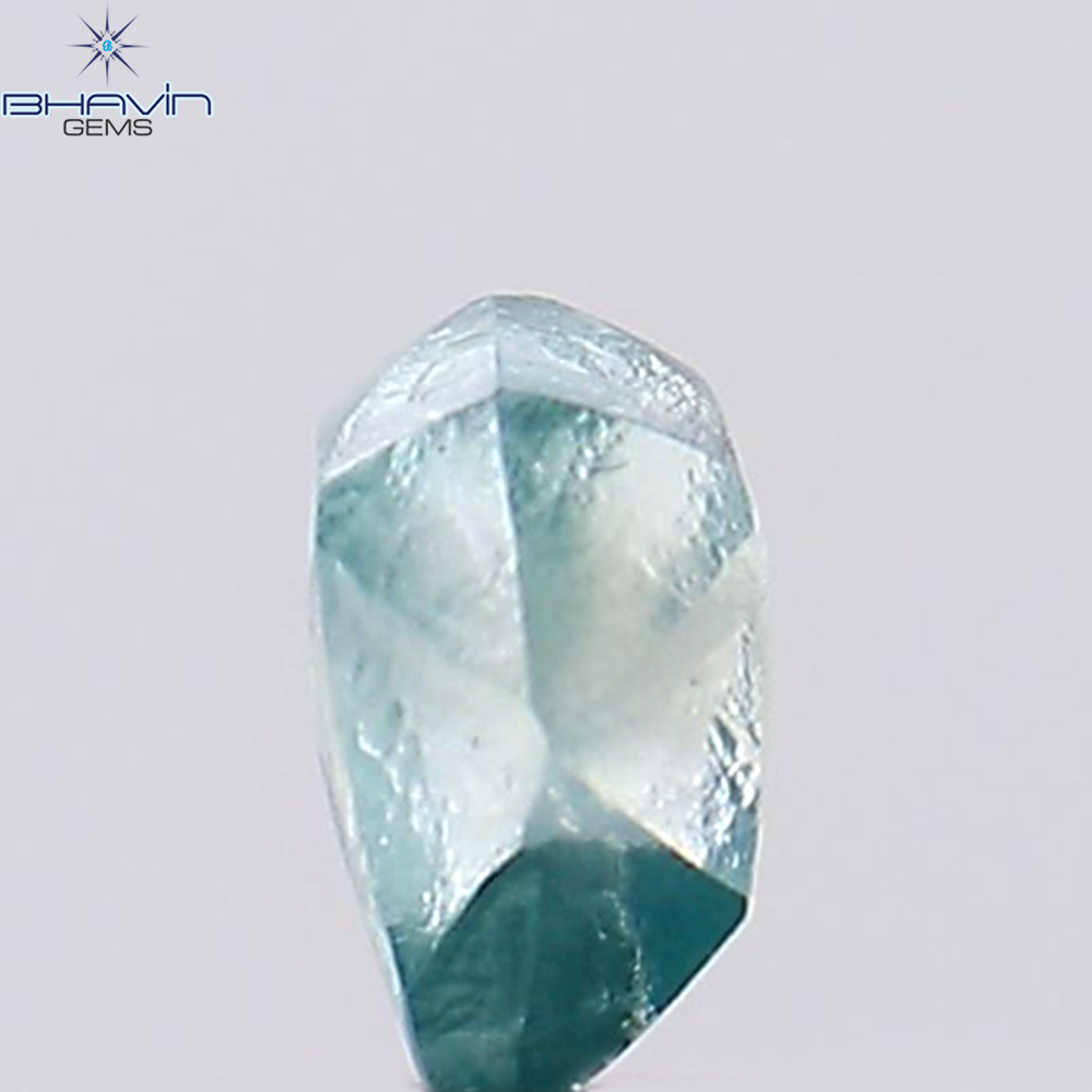 0.36 CT、ラフシェイプ、天然ダイヤモンド、緑がかった青色、VS1 クラリティ (4.78 MM)