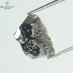 1.11 CT スライス形状 天然ダイヤモンド ソルト アンド ペッパー カラー I3 クラリティ (12.11 MM)
