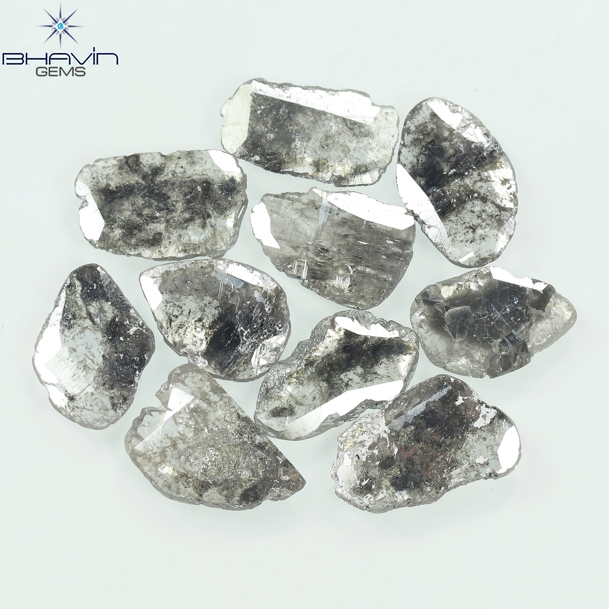 5.60 CT/10 個スライス ダイヤモンド ソルト アンド ペッパー カラー クラリティ I3 (10.17 MM)