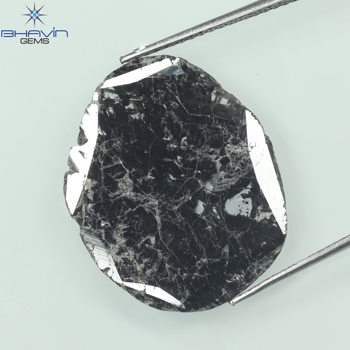6.38 CT Slice Natural Diamond Salt And Pepper Color Clarity I3 (22.00 MM)