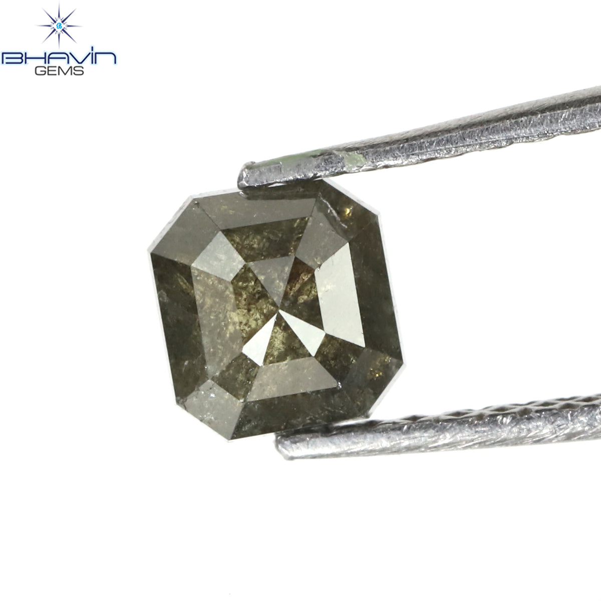 0.89 CT Natural Asscher Diamond Salt And Pepper Color Clarity I3 (5.10 MM)