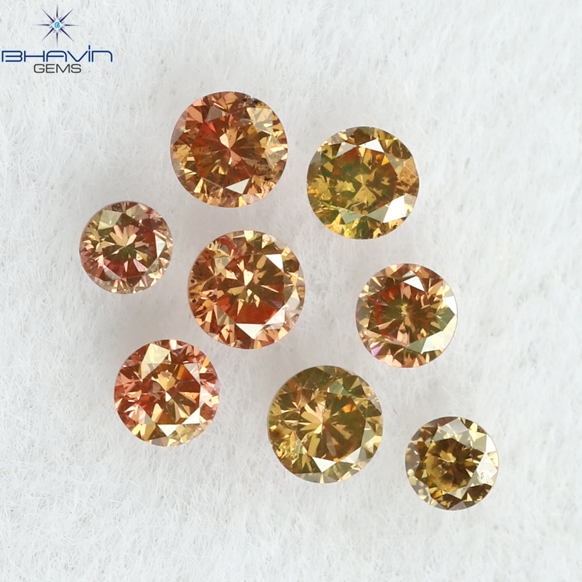 0.18 CT/8 Pcs Natural Round Diamond Enhanced Pink Color Clarity SI (1.90 MM)