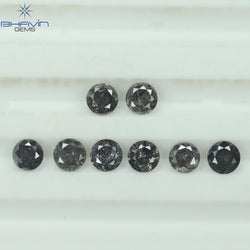 1.84 CT/8 Pcs Round Shape Natural Loose Diamond Salt And pepper Color I3 Clarity (3.82 MM)