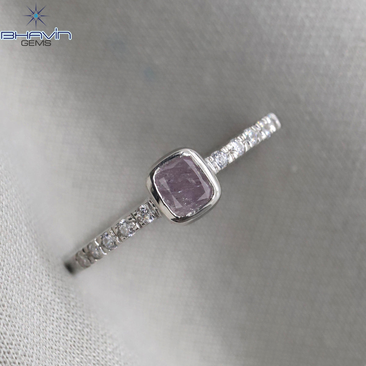 Cushion Diamond Natural Diamond Ring Pink Color Gold Ring Engagement Ring