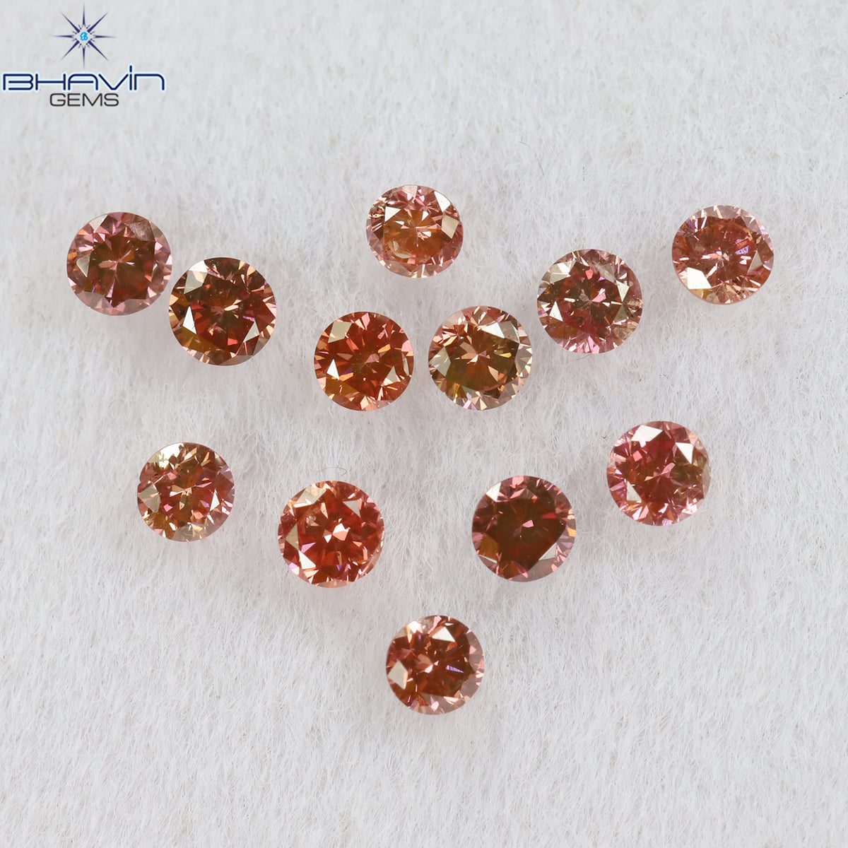0.40 CT/12 個 ラウンド シェイプ ナチュラル ルース ダイヤモンド ピンク カラー SI クラリティ (2.15 MM)