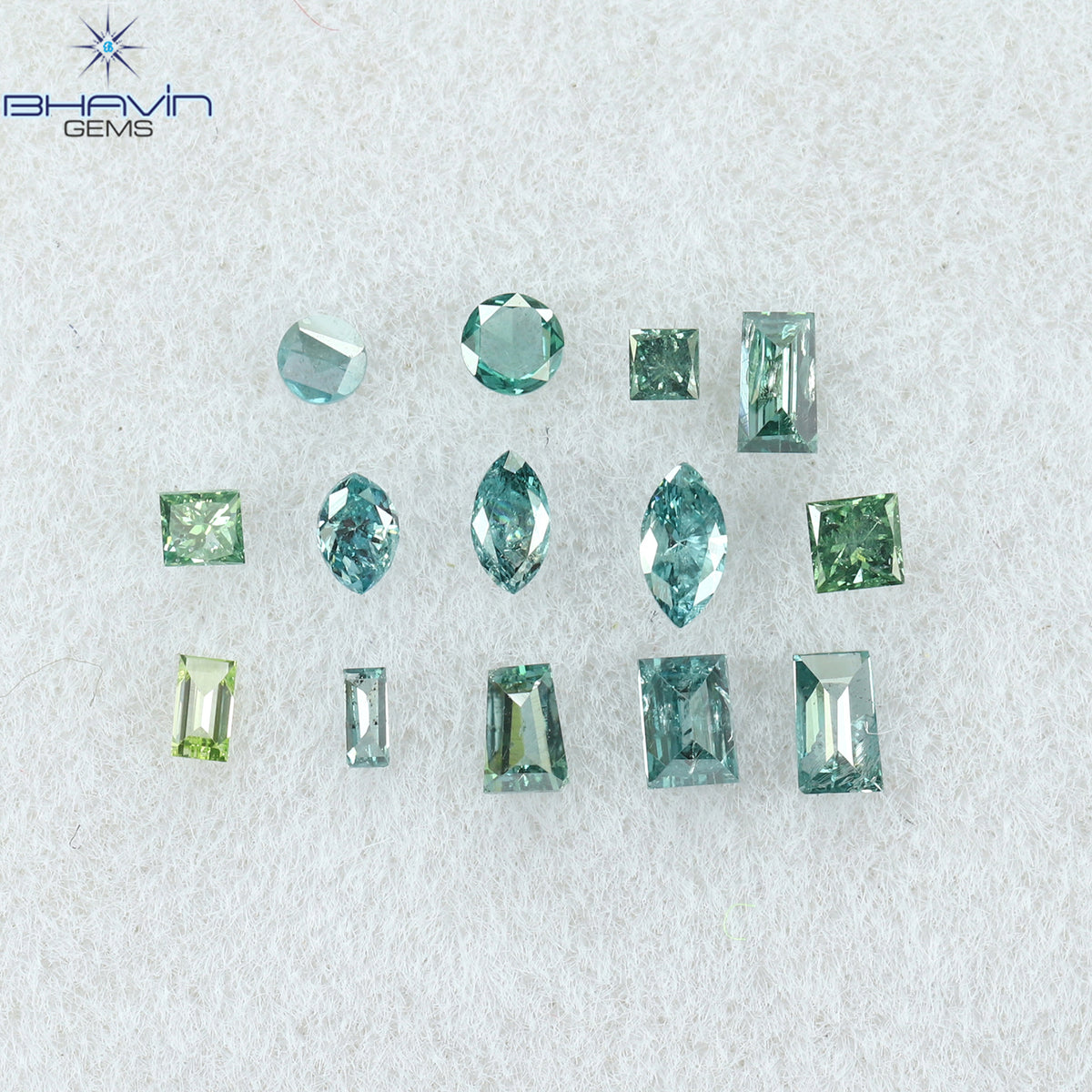 0.29 CT/14 Pcs Natural Mix Diamond Enhanced Blue Color Clarity SI (2.35 MM)