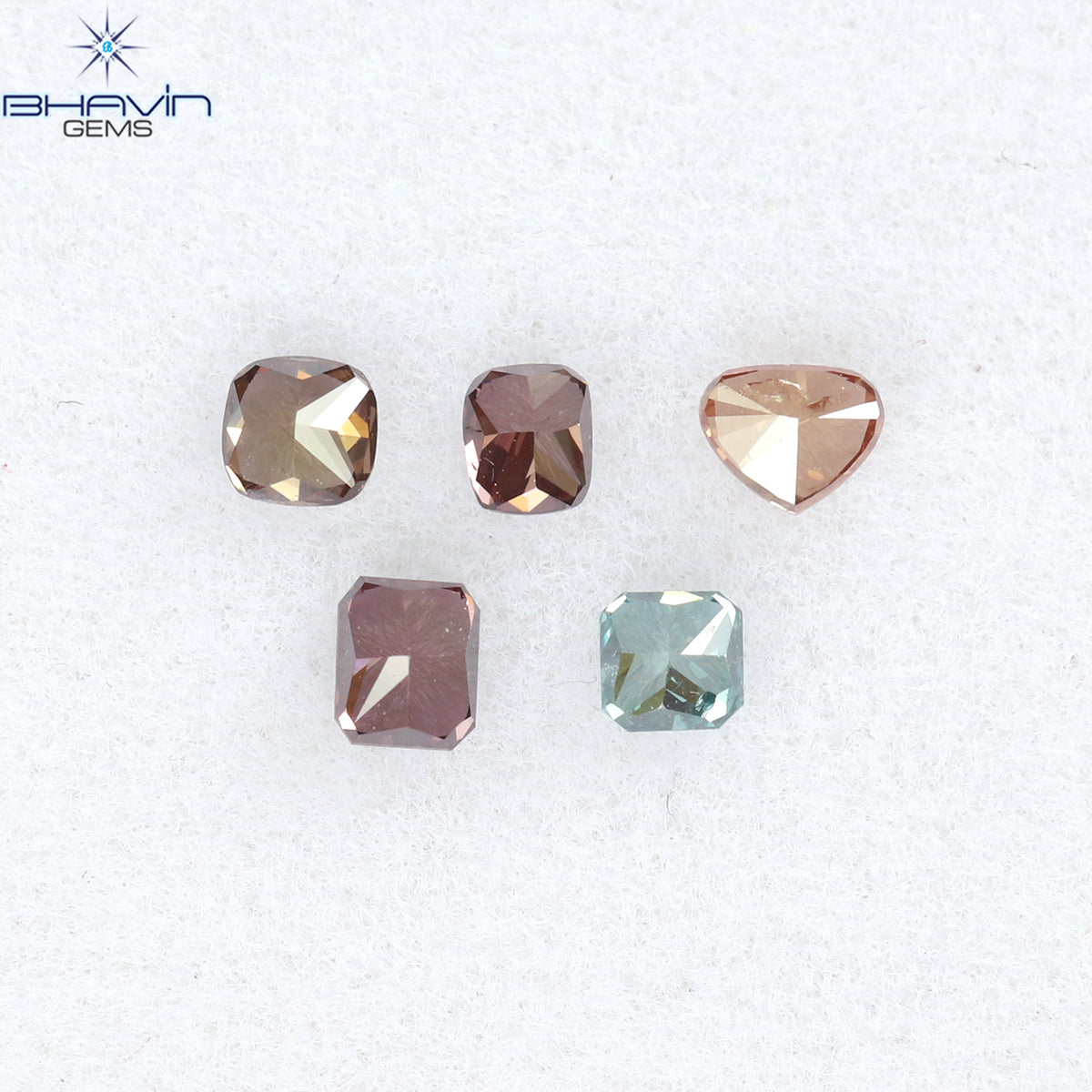0.28 CT/5 ピース ミックス シェイプ ナチュラル ダイヤモンド ピンク色 SI2 クラリティ (2.40 MM)