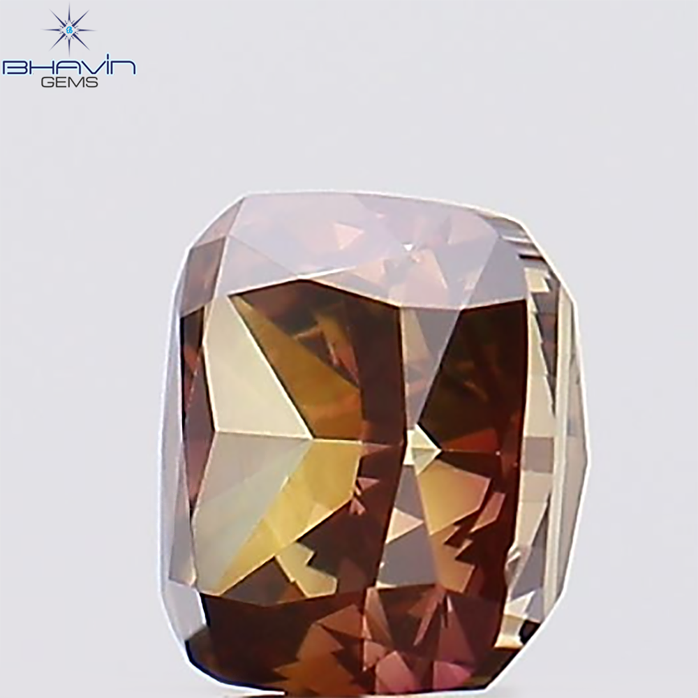 0.37 CT、クッション ダイヤモンド、ブラウン ピンク色、クラリティ VS1 (3.85 MM)