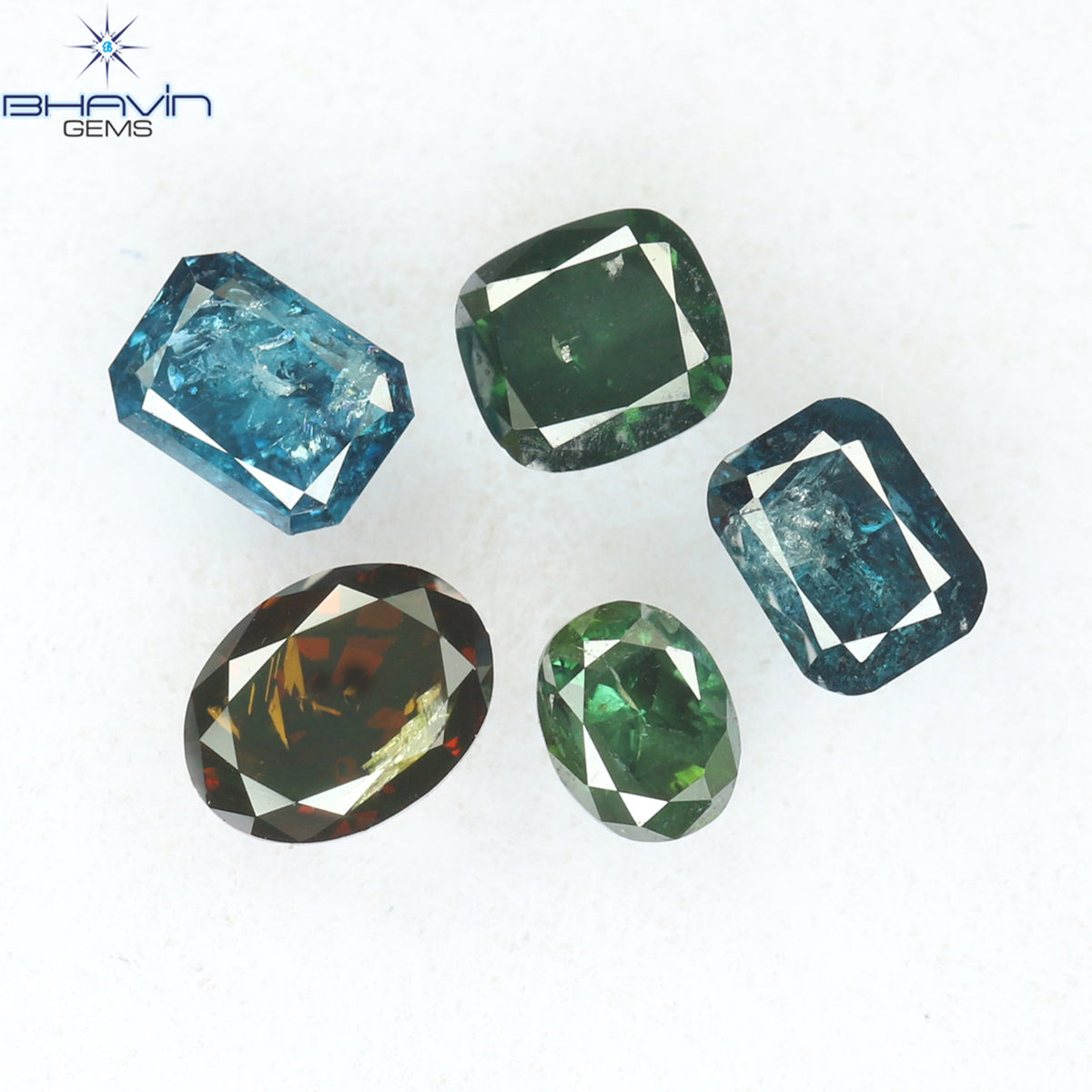 0.81 CT/5 Pcs Natural Mix Diamond Enhanced Mix Color Clarity SI-I2 (4.10 MM)