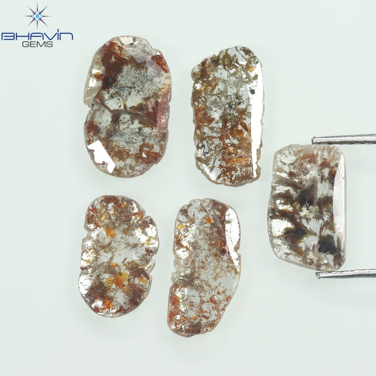 3.57 CT (5 Pcs) Slice Natural Loose Diamond Brown Color Clarity I3 (11.59 MM)