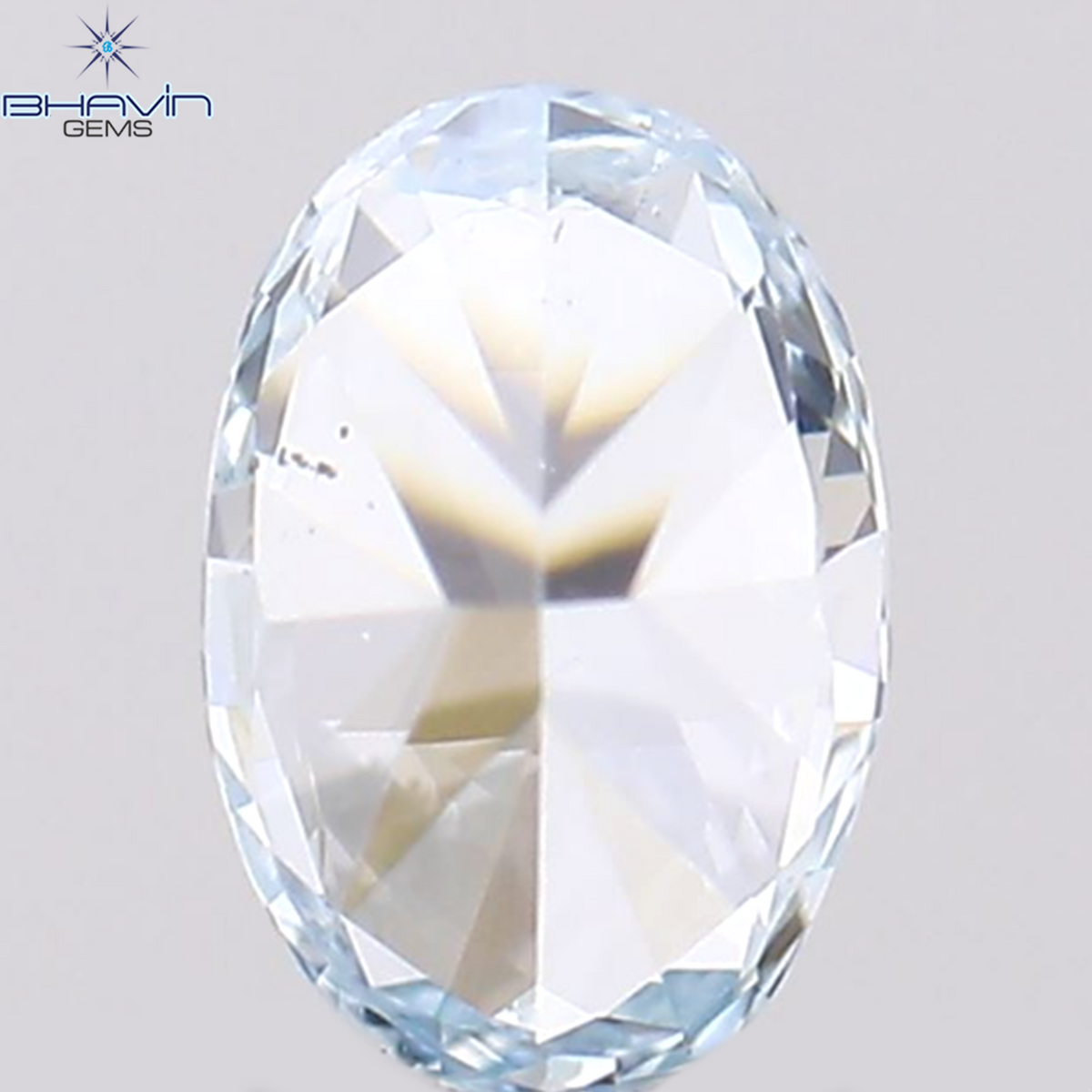 0.37 CT オーバル シェイプ ナチュラル ダイヤモンド グリーンがかったブルー カラー SI1 クラリティ (5.36 MM)