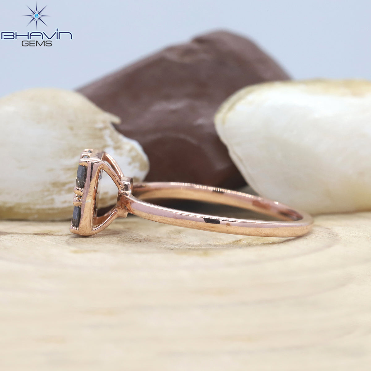 Round Diamond Salt And Pepper Diamond Natural Diamond Ring Gold Ring Engagement Ring