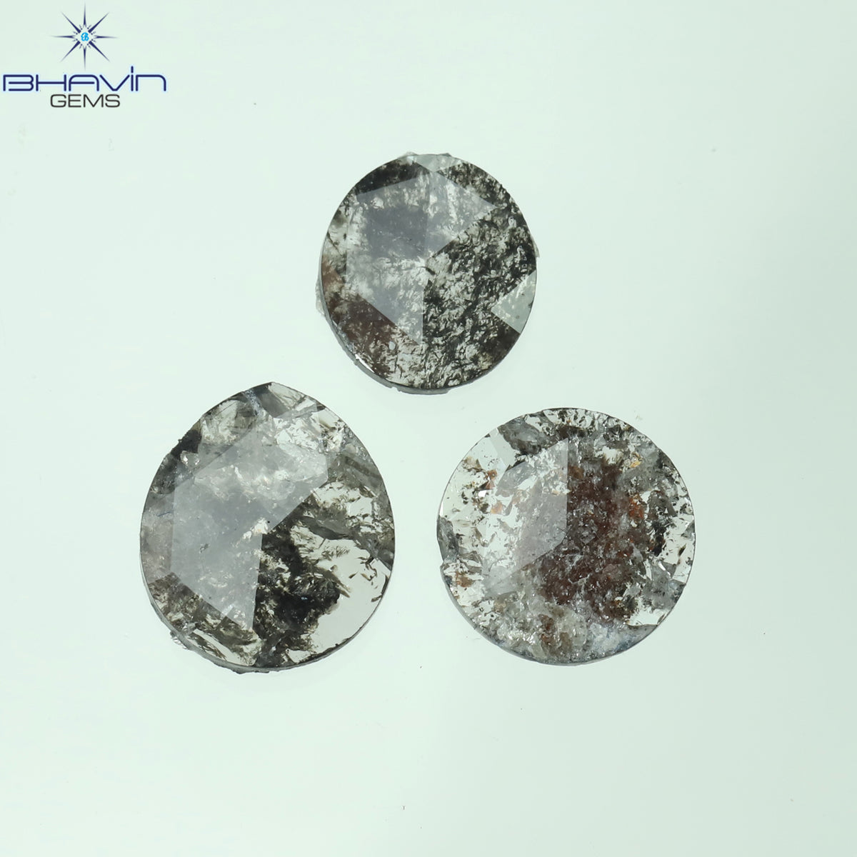 1.16 CT/3 Pcs Natural Mix Slice Diamond Salt And Pepper Color Clarity I3 (7.00 MM)