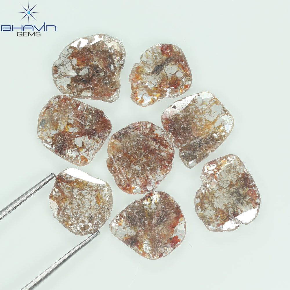5.09 CT/8 Pcs Slice Shape Natural Loose Diamond Brown Color I3 Clarity (9.26 MM)
