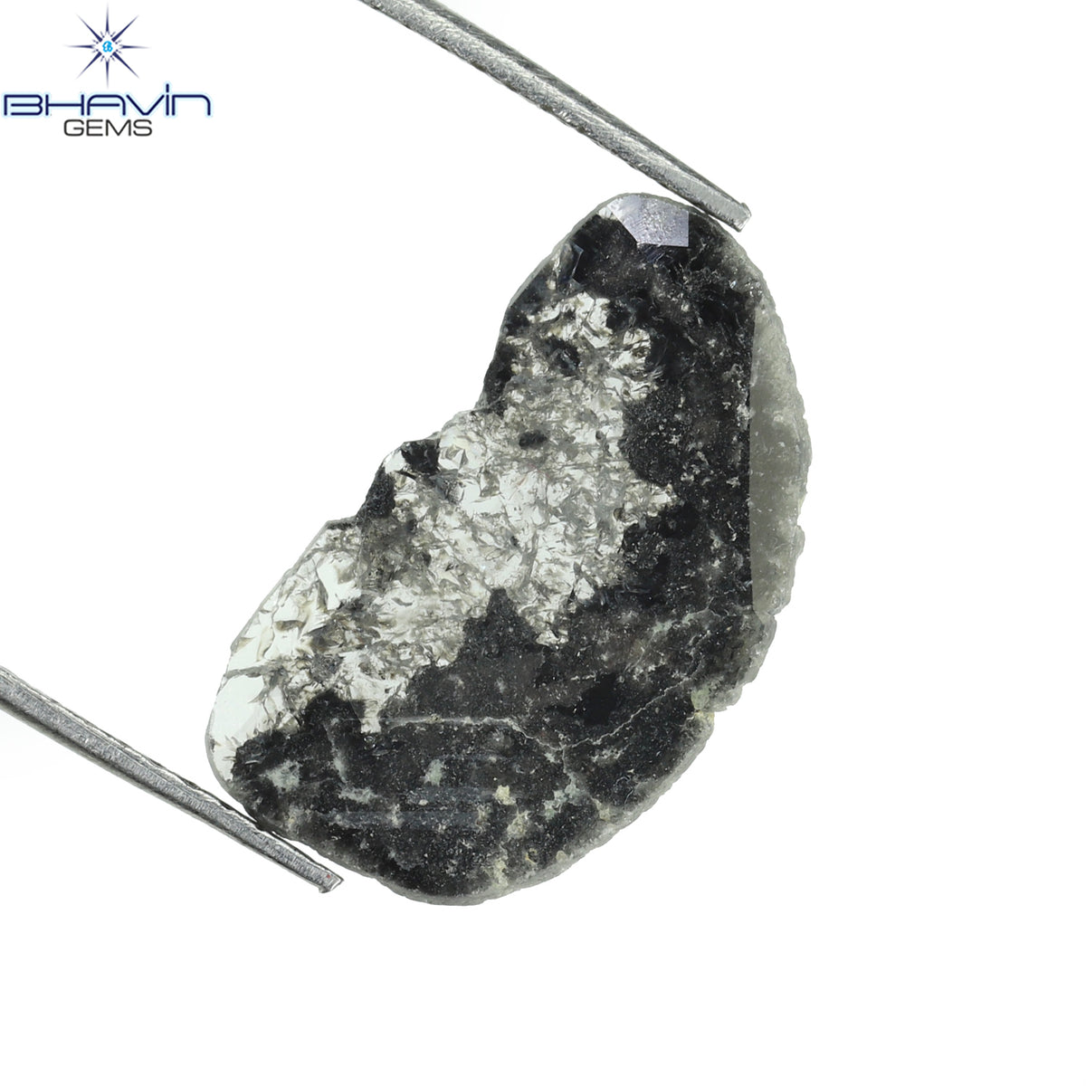2.15 CT スライス シェイプ ナチュラル ダイヤモンド ソルト アンド ペッパー カラー I3 クラリティ (16.58 MM)