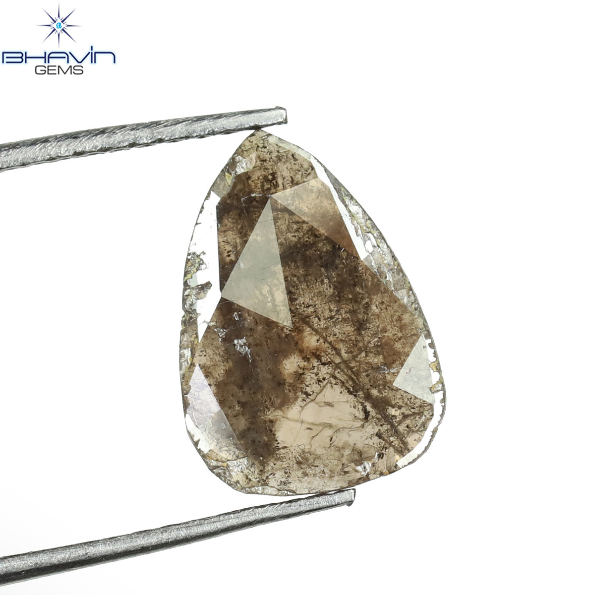 1.11 CT ペア スライス シェイプ ナチュラル ダイヤモンド ブラウン カラー I3 クラリティ (12.03 MM)