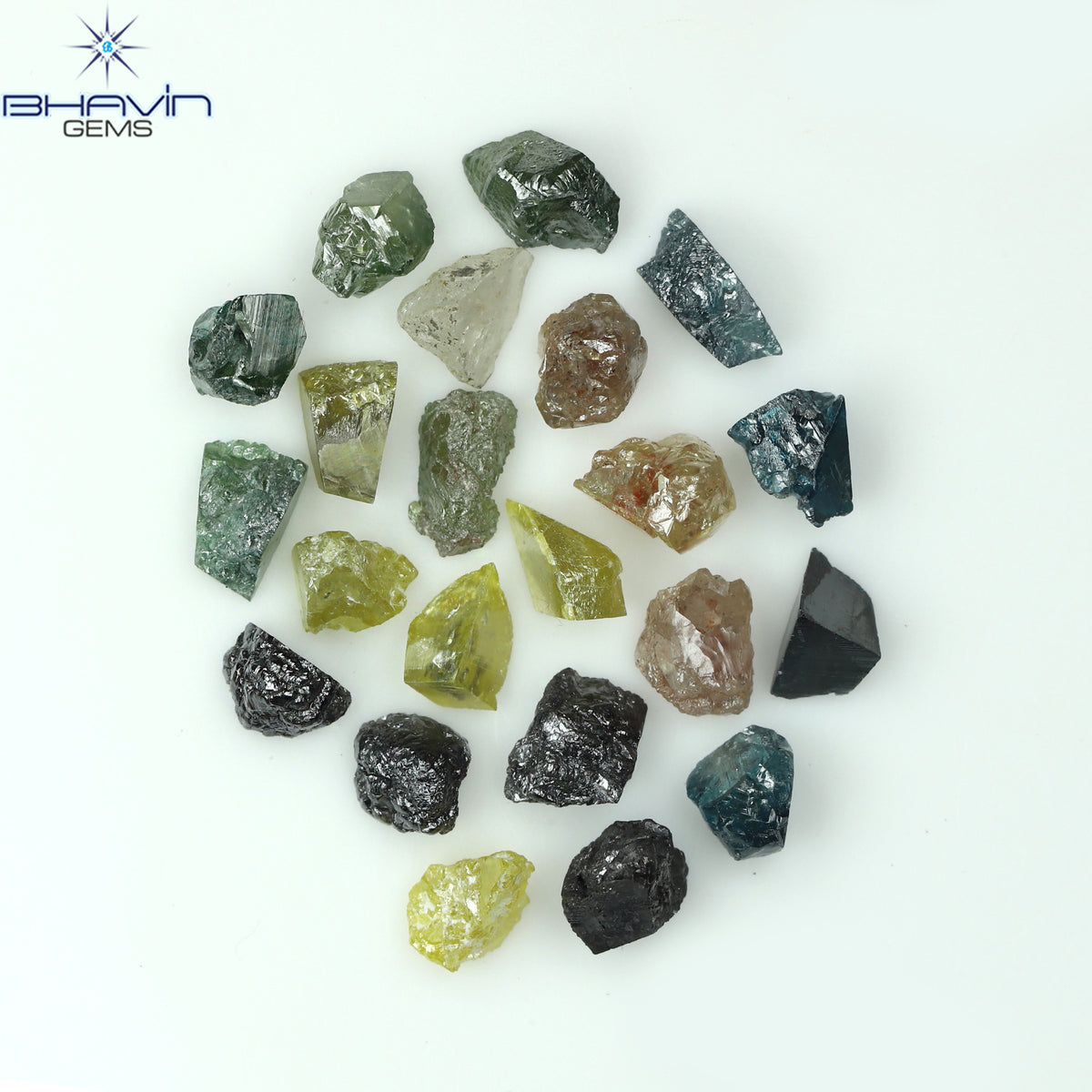 9.39 CT/22 Pcs Natural Rough Diamond Enhanced Mix Fancy Color Clarity I3 (4.85 MM)