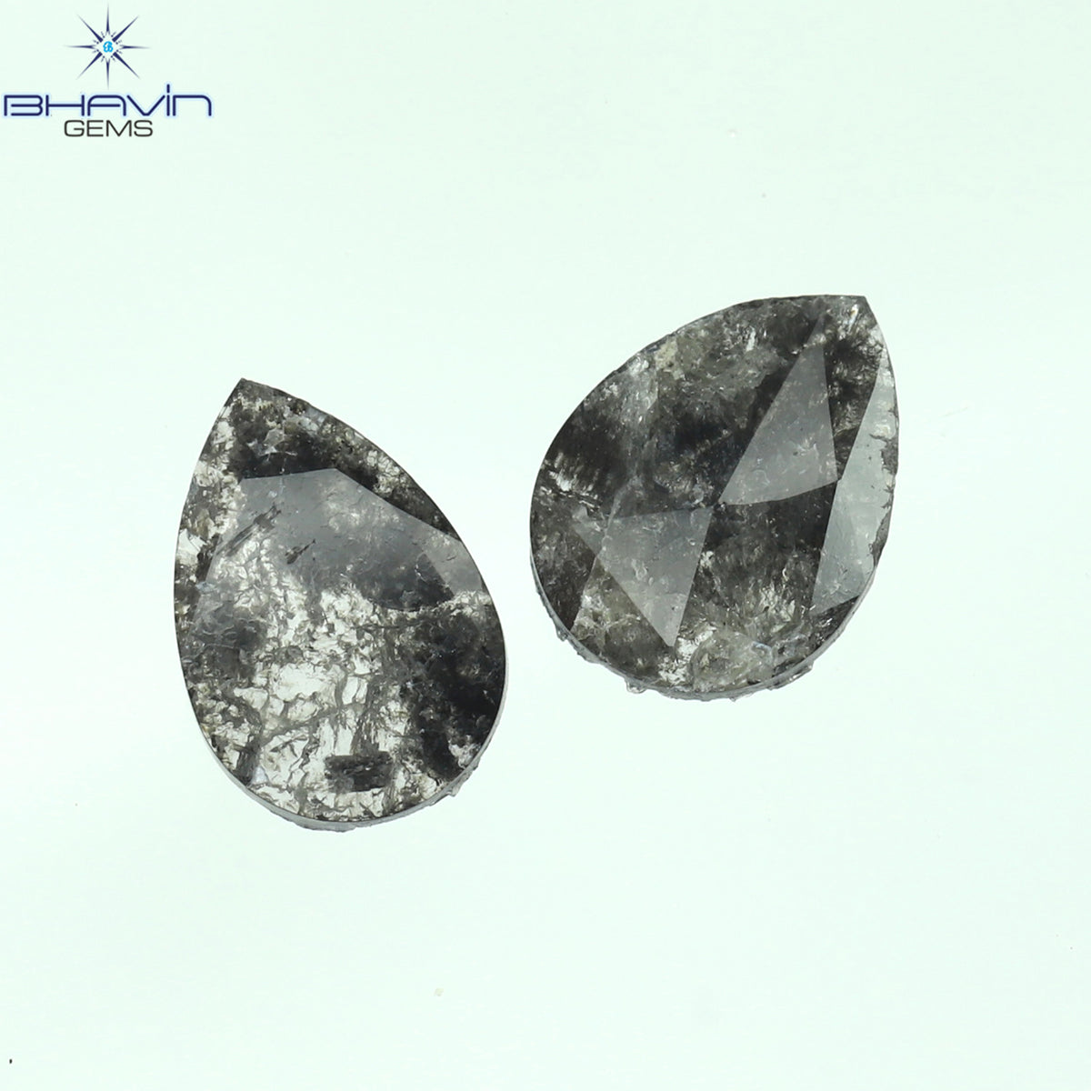 1.01 CT/2 Pcs Natural Pear Slice Diamond Salt And Pepper Color Clarity I3 (8.17 MM)