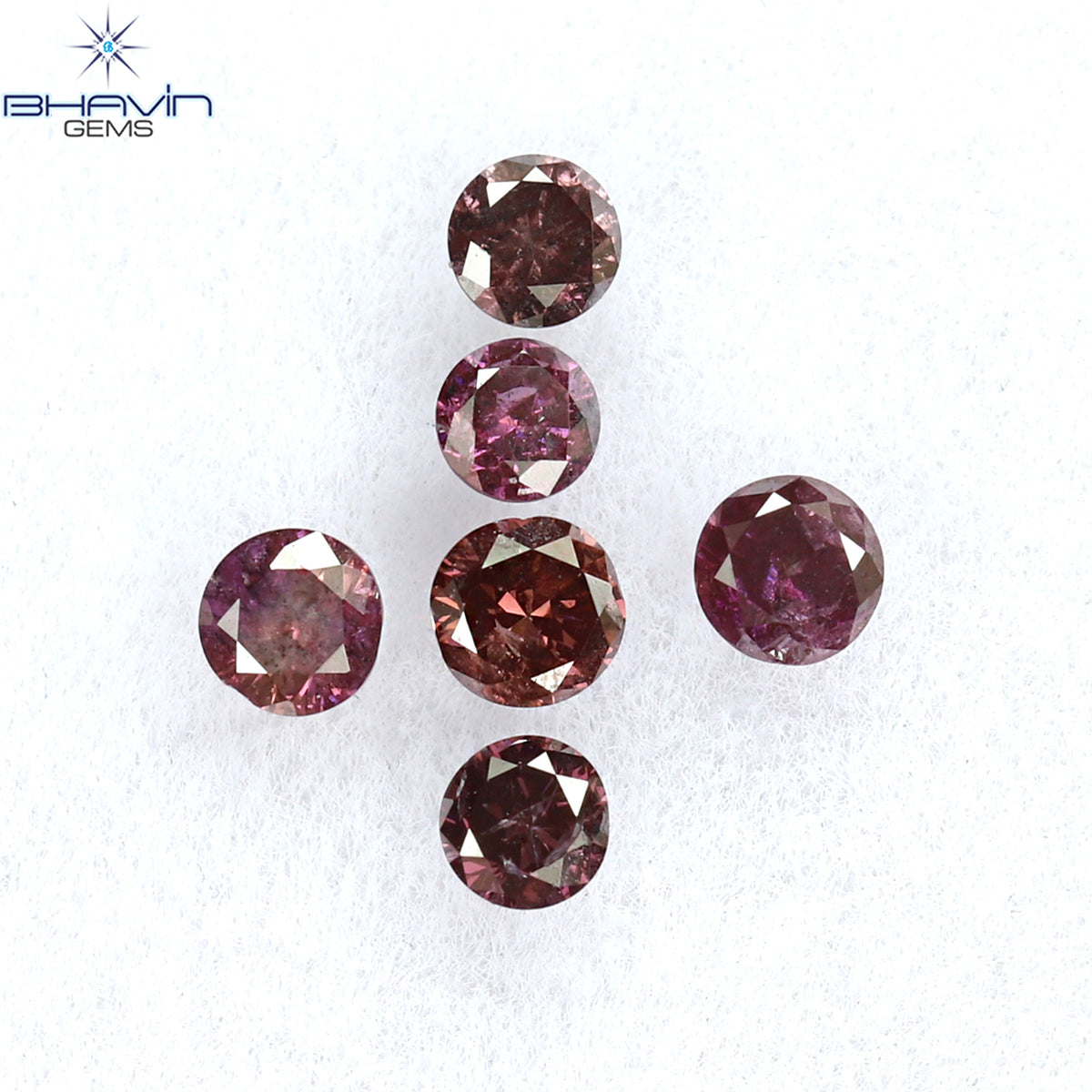 0.26 CT/6 Pcs Natural Round Diamond Enhanced Pink Color Clarity I1 (2.25 MM)