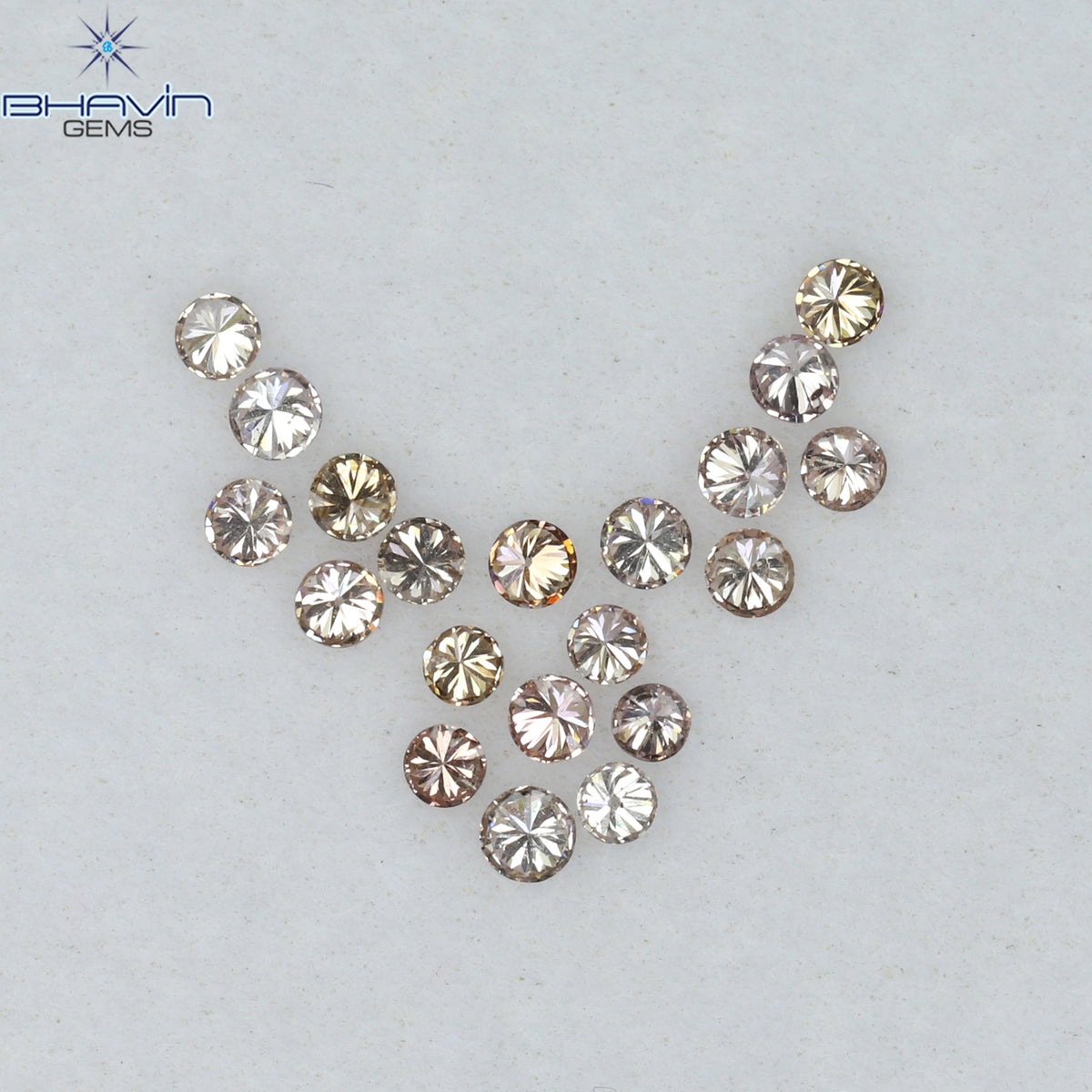 0.29 CT/20 Pcs Natural Round Diamond Brown Pink Argyle Color Clarity VS-SI (1.60 MM)