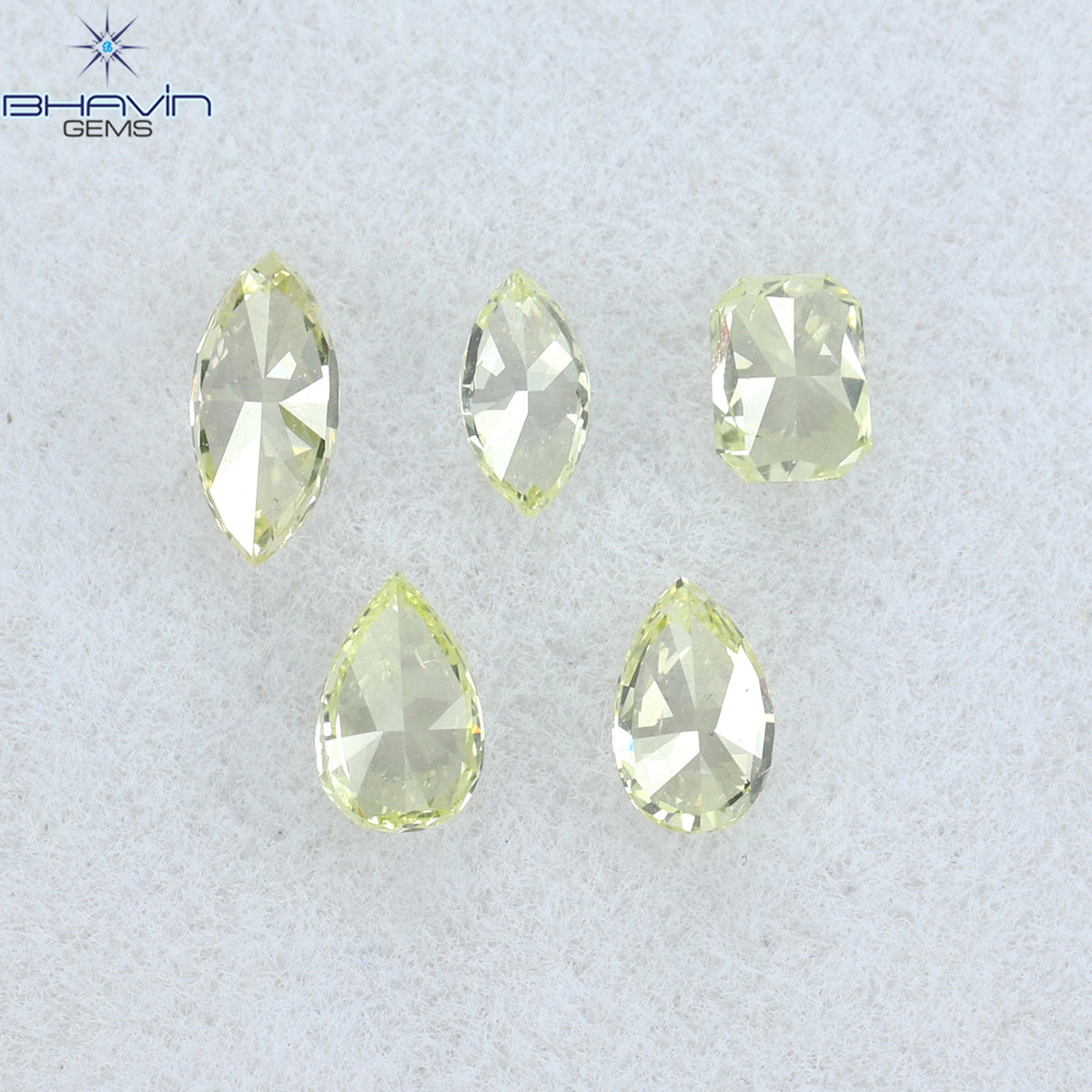 0.49 CT/5 ピース ミックス シェイプ ナチュラル ダイヤモンド イエロー カラー SI2 クラリティ (2.20 MM)