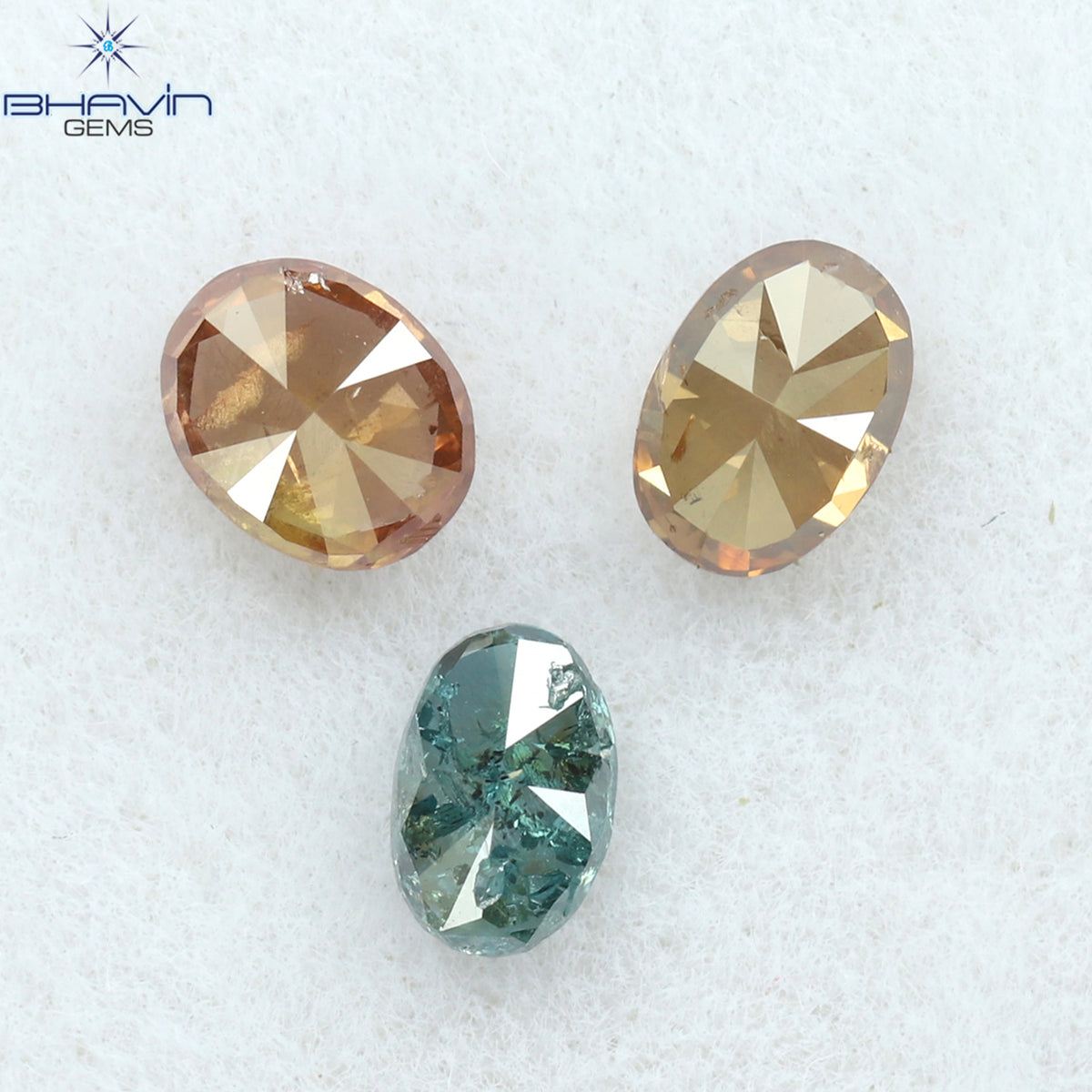 0.65 CT/3 Pcs Natural Oval Diamond Enhanced Pink Blue Color Clarity SI2 (4.25 MM)