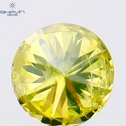 0.13 CT Round Shape Natural Diamond Green Yellow Color SI2 Clarity (3.19 MM)