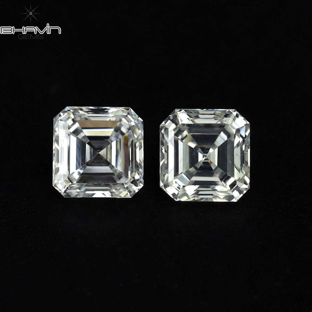 0.30 CT/2 Pcs Natural Asscher Diamond White (G+) Color Clarity VVS-VS (3.00 MM)